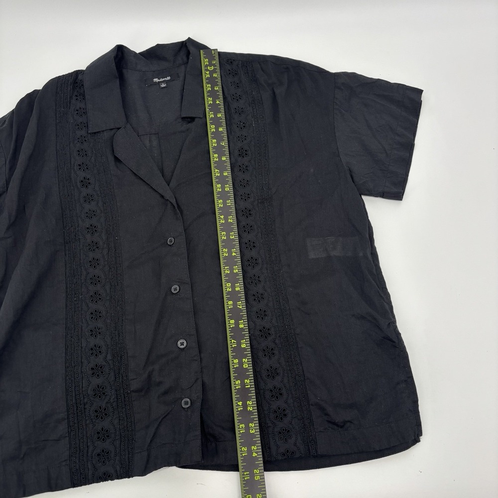Madewell Black Embroidered Button Front Shirt Women's Small Boho Lightweight - Picture 5 of 7